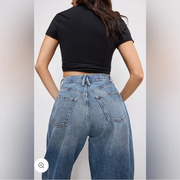 NWT Good American Good Extreme Barrel  Jeans size 8/29. Inseam 27 1/2. - Picture 4 of 9